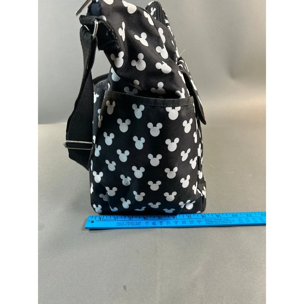 Disney Mickey Mouse Diaper Bag Crossbody Tote Black White Silhouette Print Large
